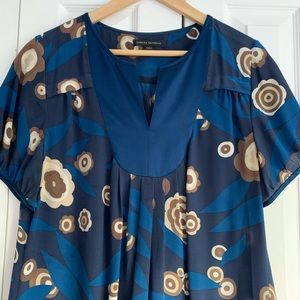 Blue silk Banana Republic tunic dress